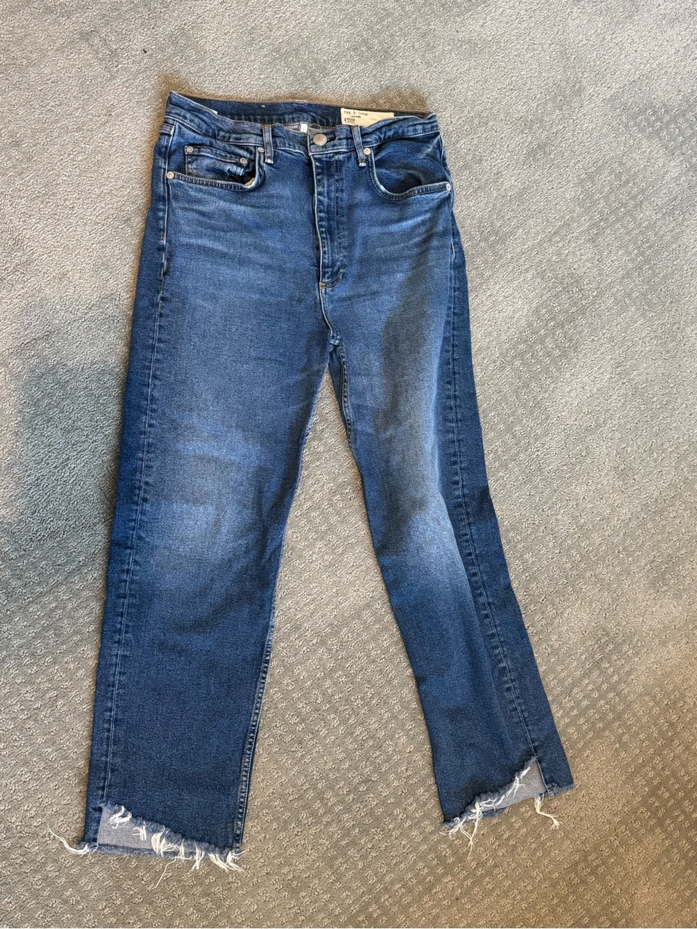 Women's High-Rise Straight Leg Jeans in Dark Blue